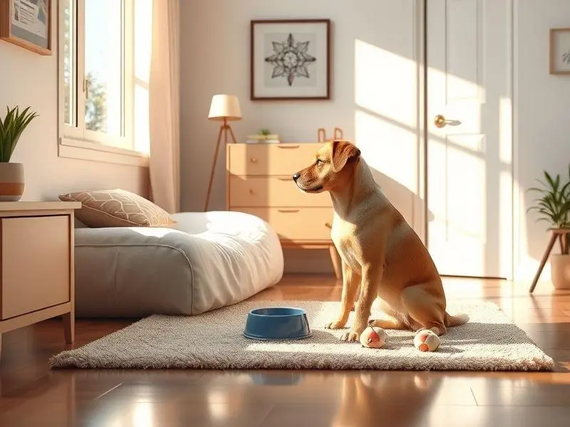 Adaptação do Pet ao Novo Ambiente: Ultrarrealista Ilustração realista de um pet explorando um novo ambiente.